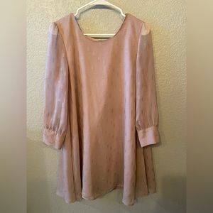 Long sheer sleeve shift dress